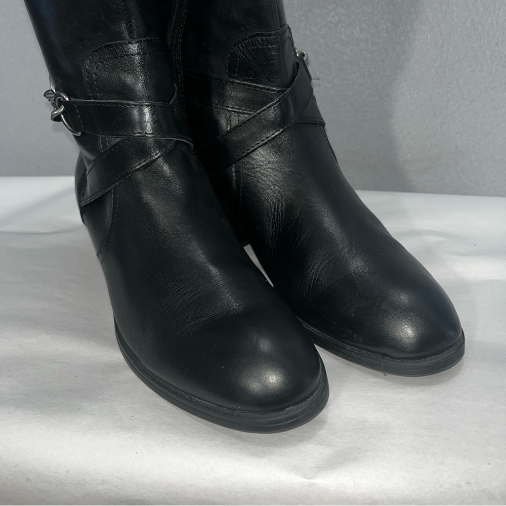 Lauren Ralph Lauren Menna Riding boot Black Leather horsebit chain detail - Picture 6 of 12